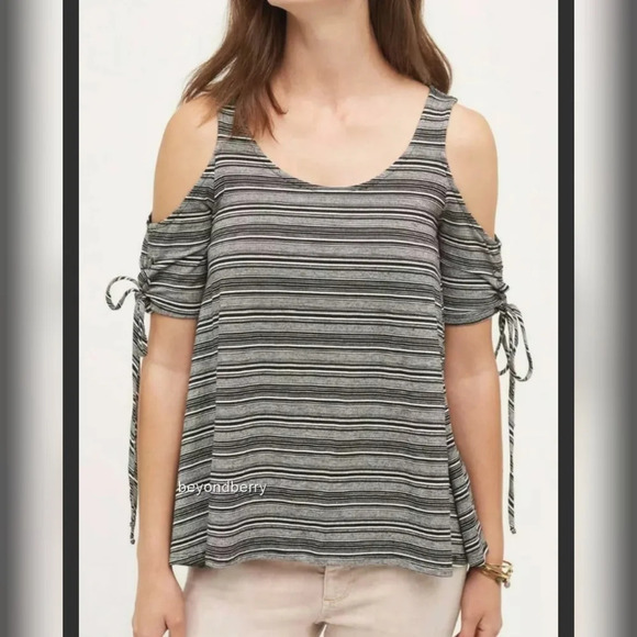 Anthropologie Tops - Anthro Eri + Ali Cara Striped Cold Shoulder Tee